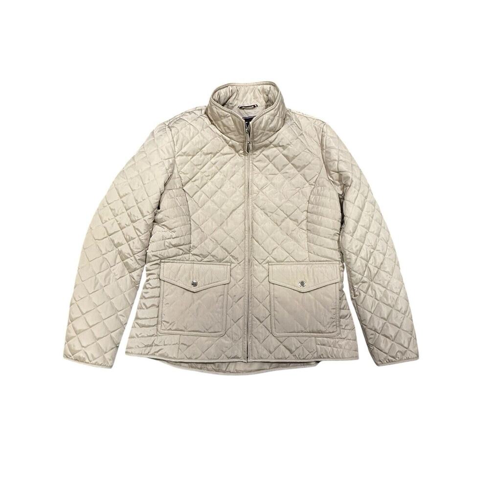 Tommy Hilfiger Women's Mid-lightweight Quilted Jacket Beige Size Medium